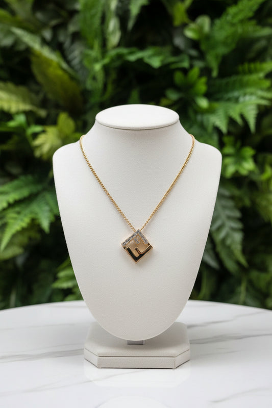 Fendi Forever Fendi Logo Necklace w/ Crystals