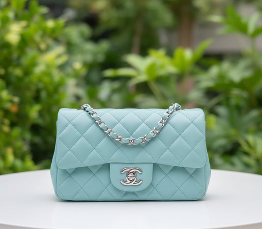 Chanel Tiffany Blue Mini Rectangle Flap