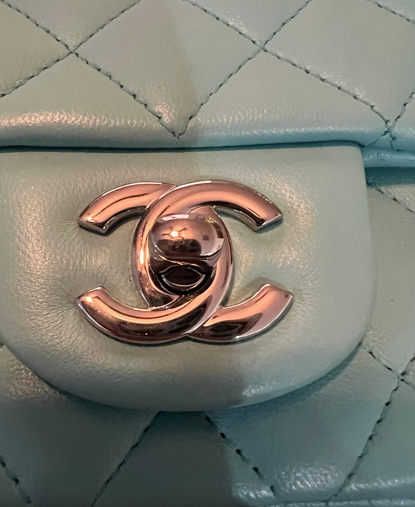Chanel Tiffany Blue Mini Rectangle Flap