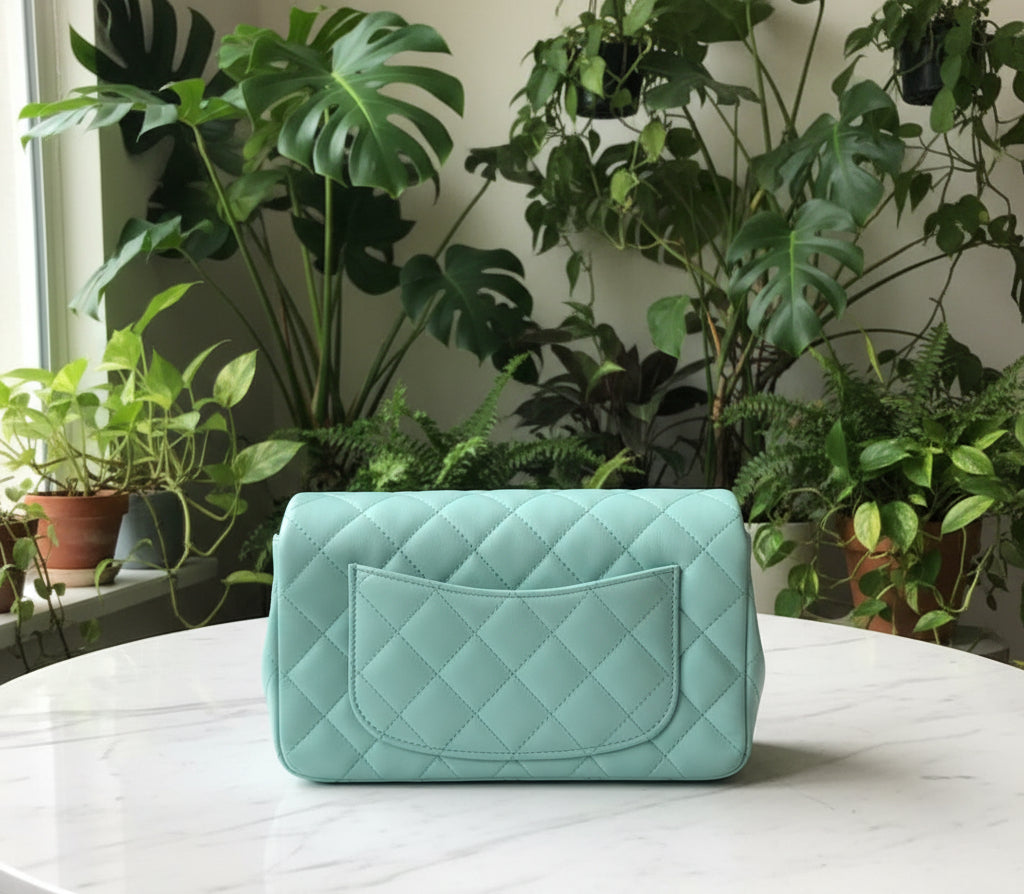 Chanel Tiffany Blue Mini Rectangle Flap