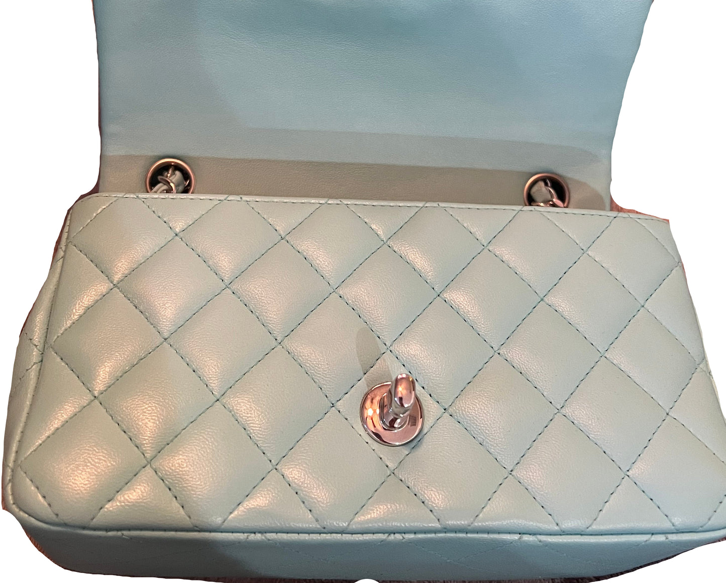 Chanel Tiffany Blue Mini Rectangle Flap