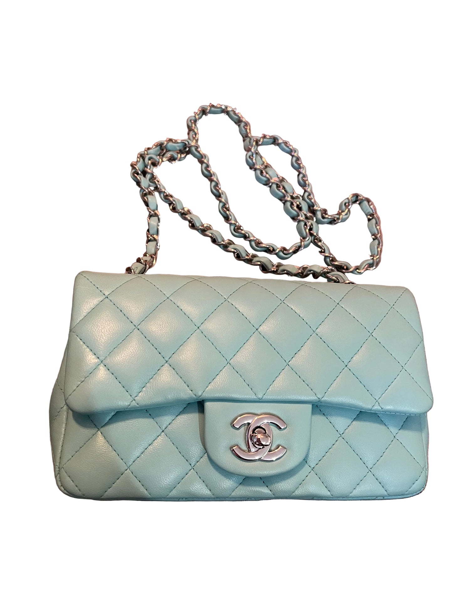 Chanel Tiffany Blue Mini Rectangle Flap