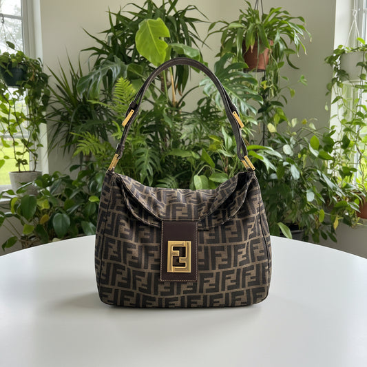 Fendi Vintage Zucca Double Flap Mamma Baguette