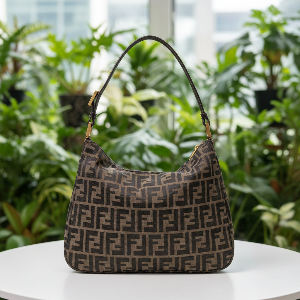 Fendi Vintage Zucca Double Flap Mamma Baguette