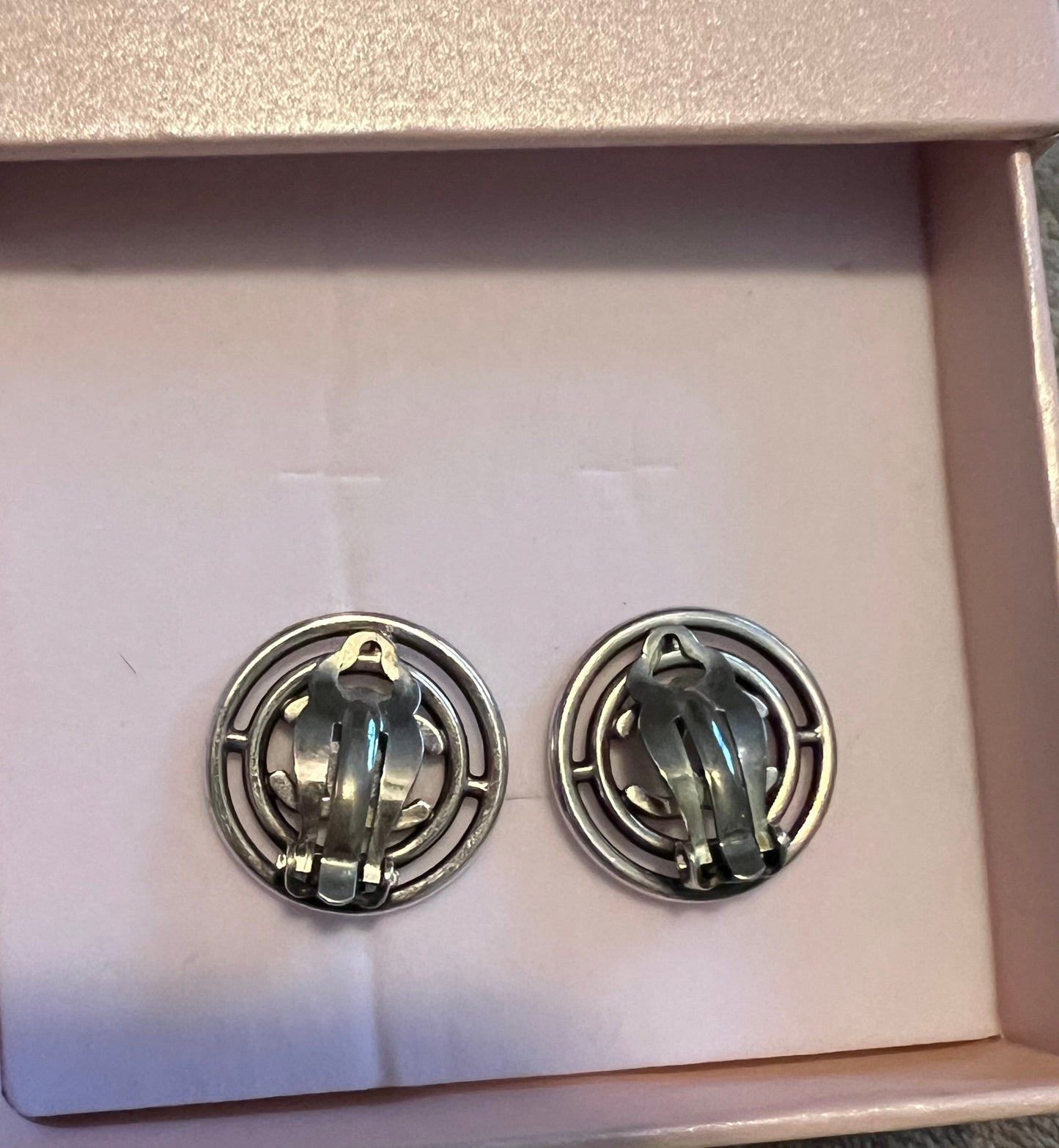Chanel Two Toned Logo Clip On Earrings