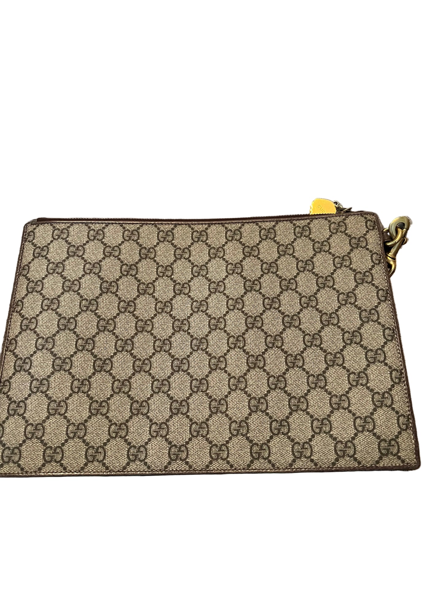Gucci Coated Canvas GG Supreme Monogram Courrier Embroidered UFO Pouch