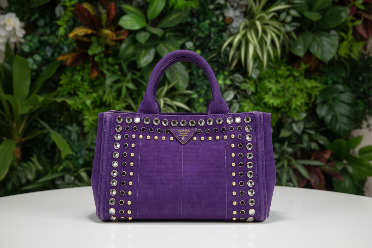 Prada Purple Embellished Canapa