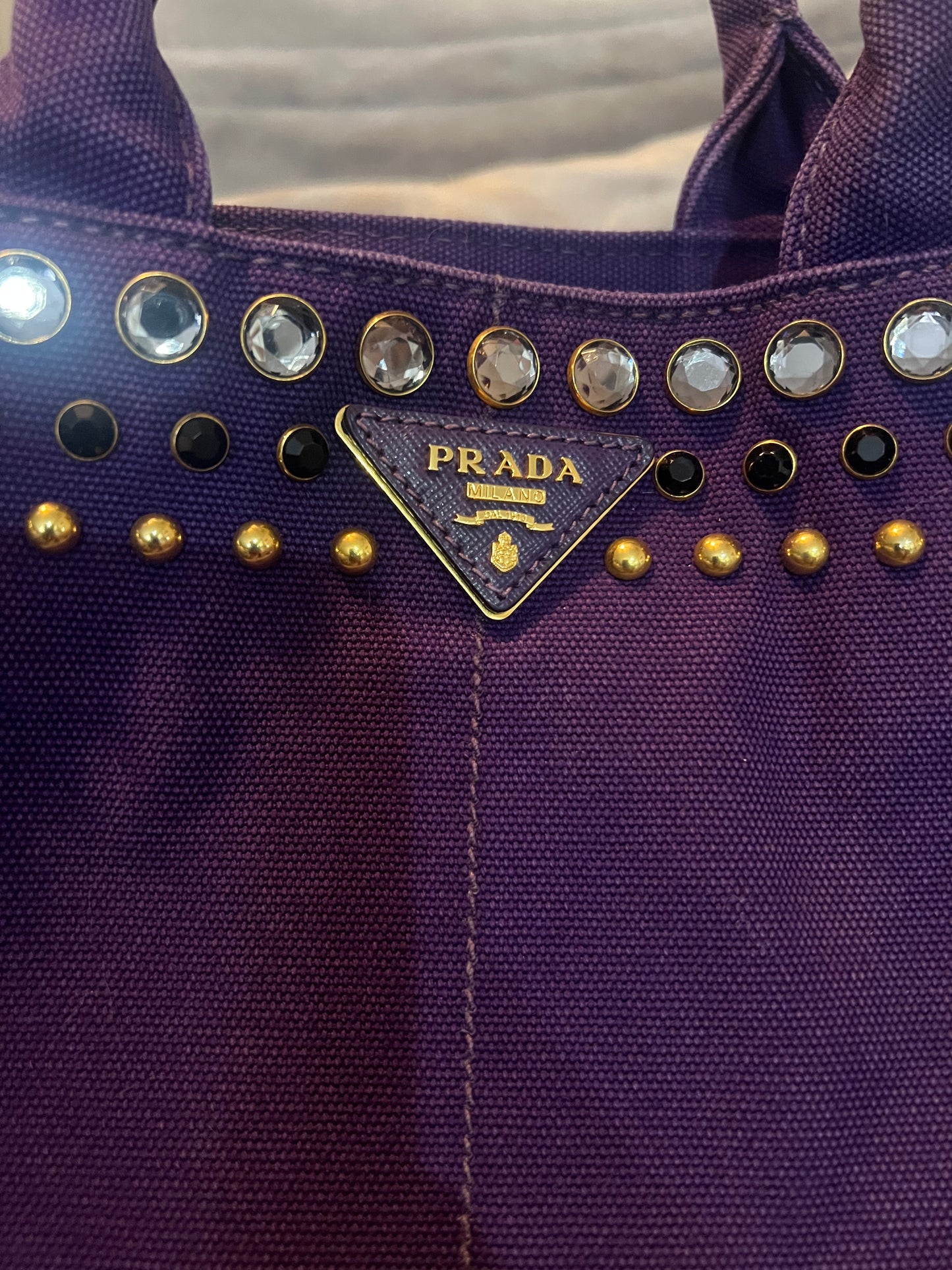 Prada Purple Embellished Canapa