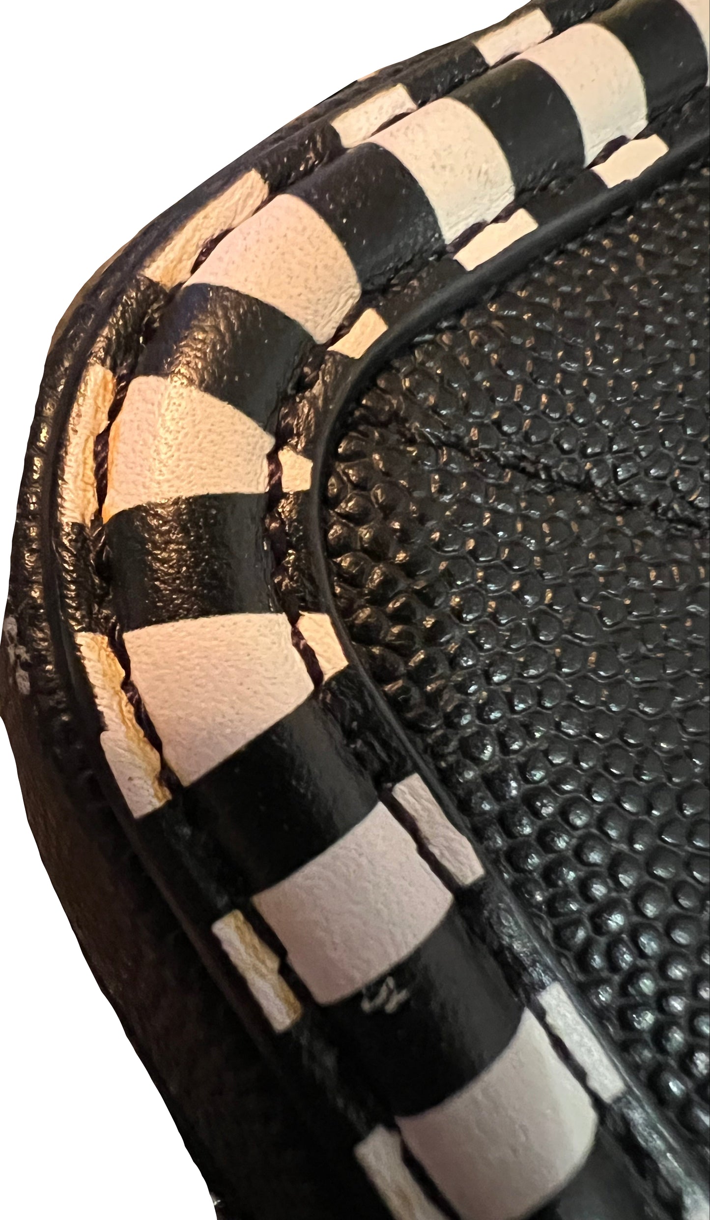 Chanel Filigree Vanity Case Quilted Caviar with Striped Leather