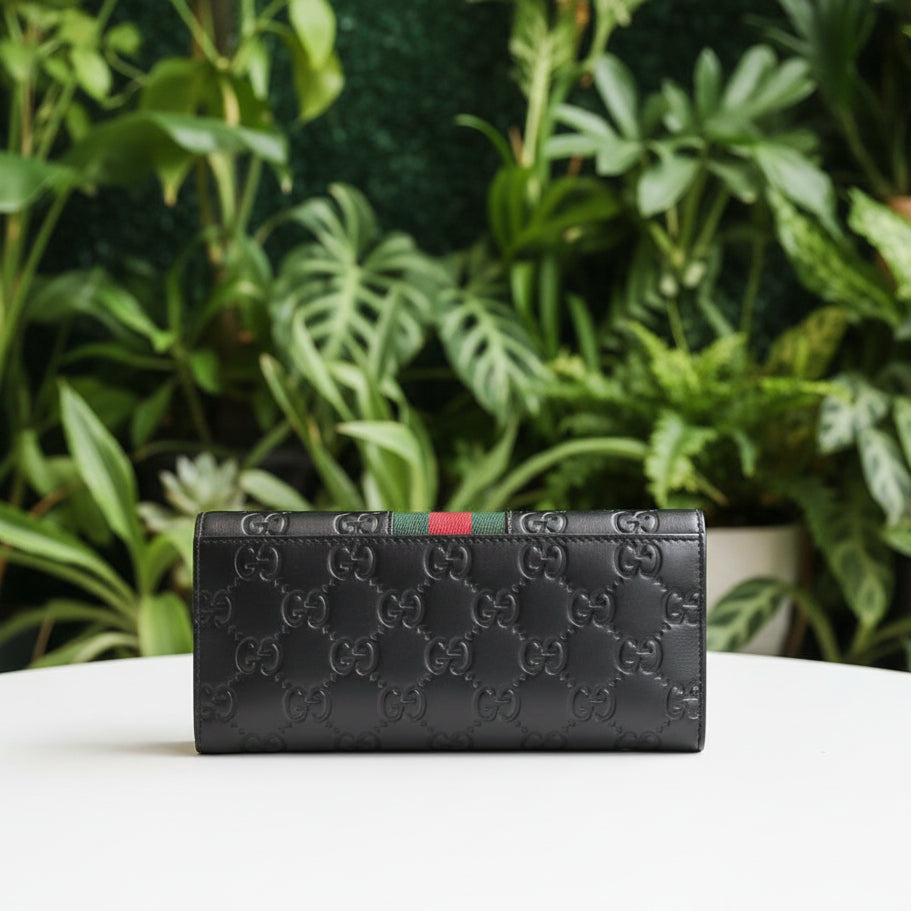 Gucci Embossed Leather Guccissima Web Wallet