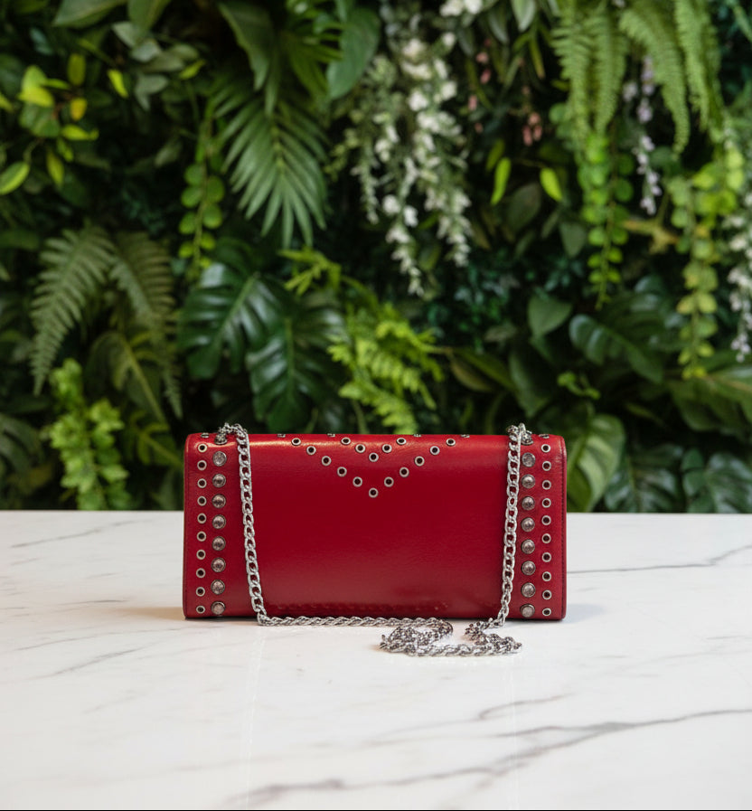 Prada Leather Studded Wallet on Chain