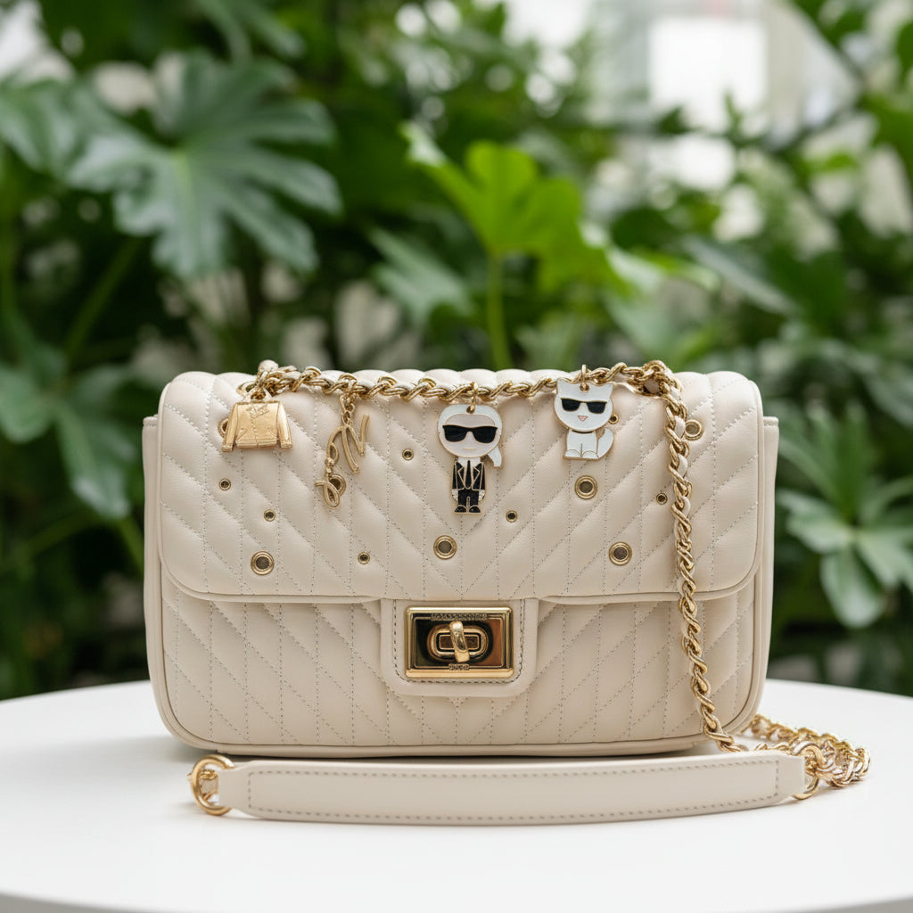 Karl Lagerfeld Quilted Leather Paris Flap w/ Charms
