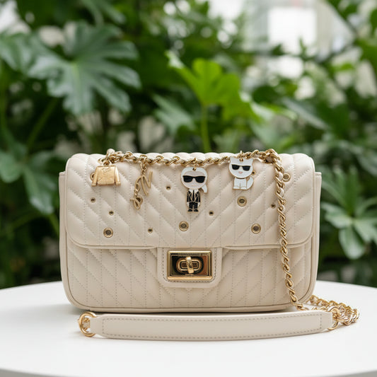 Karl Lagerfeld Quilted Leather Paris Flap w/ Charms