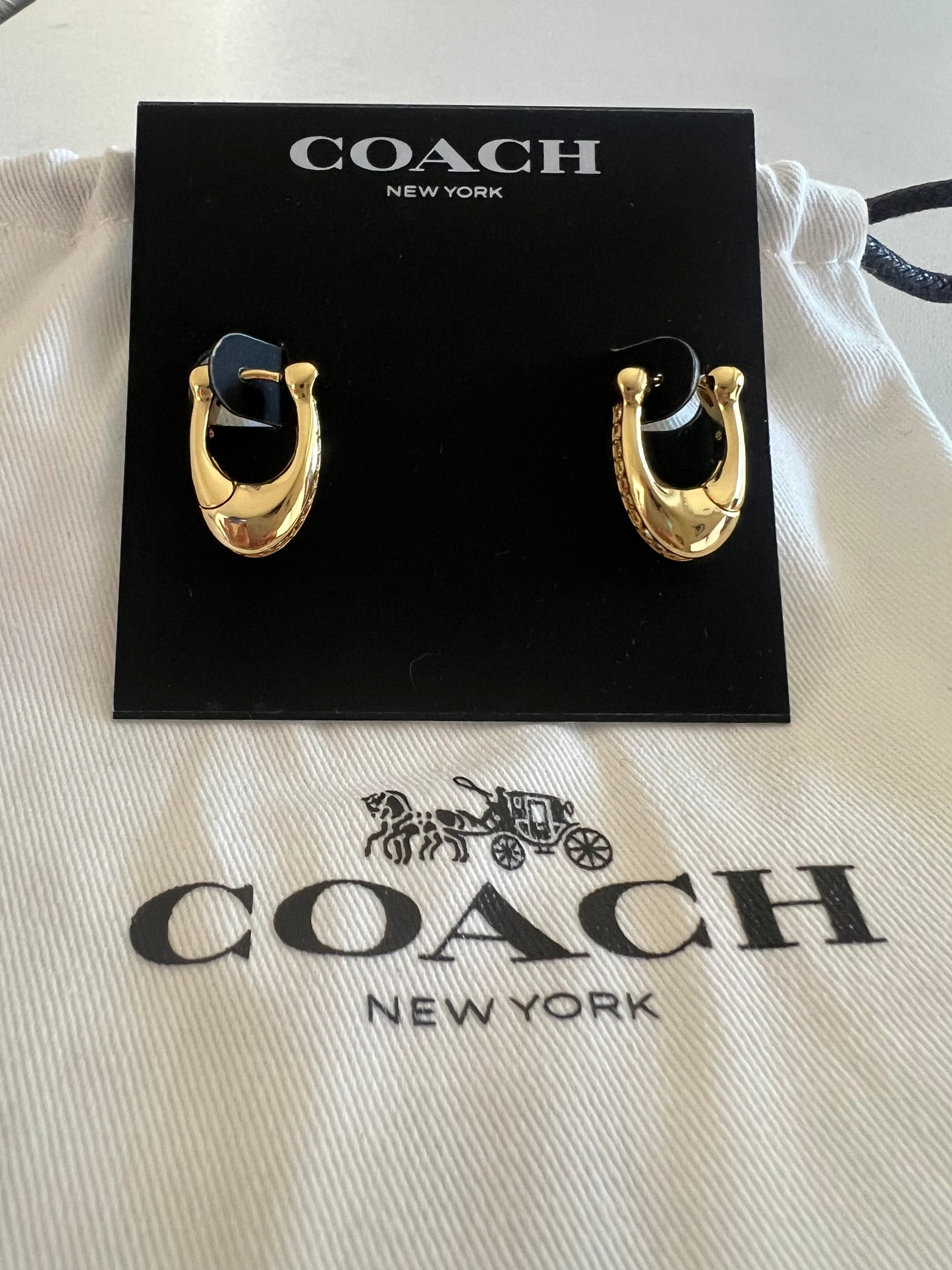PREVIEW-DROP NEXT TIKTOK LIVE-Coach Gold Huggies with Crystals