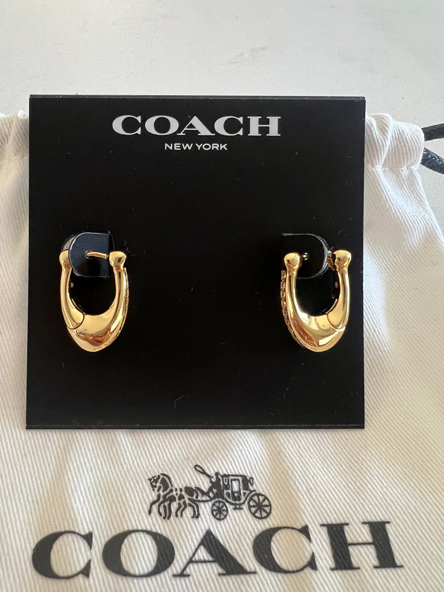 PREVIEW-DROP NEXT TIKTOK LIVE-Coach Gold Huggies with Crystals