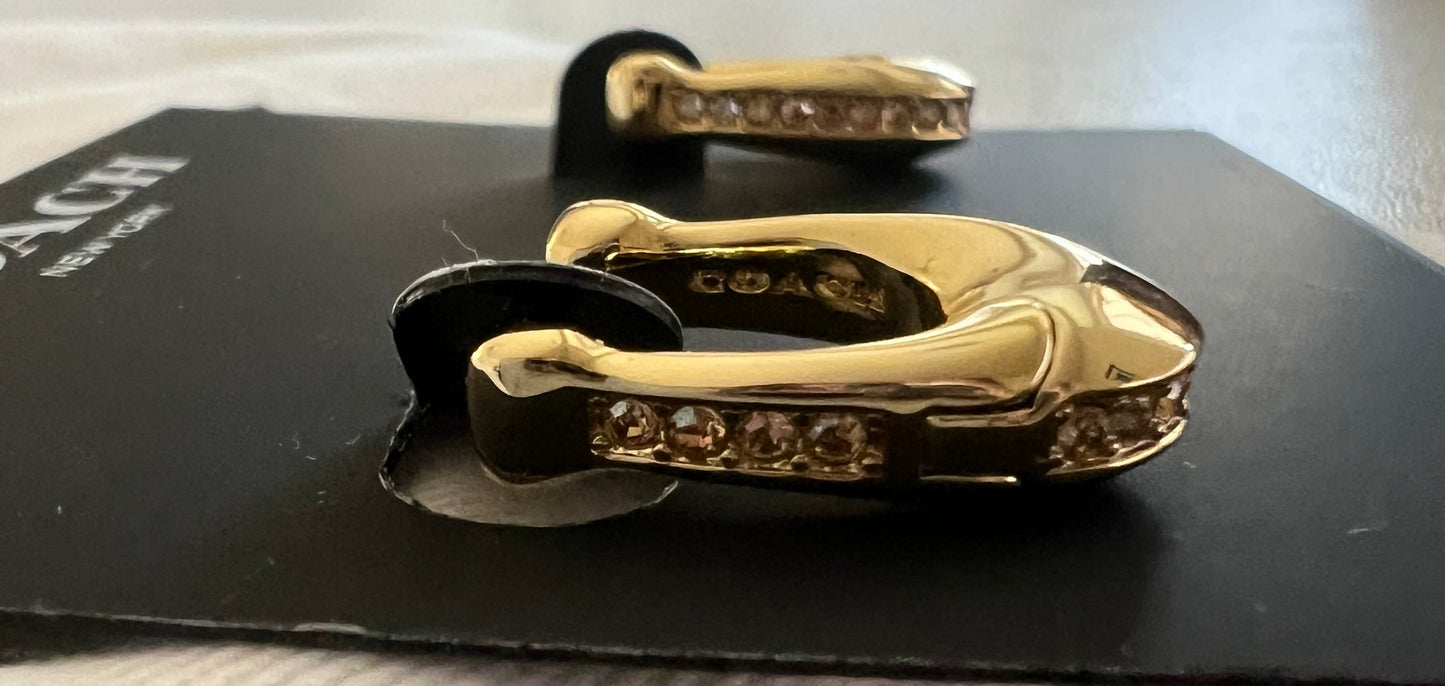 PREVIEW-DROP NEXT TIKTOK LIVE-Coach Gold Huggies with Crystals