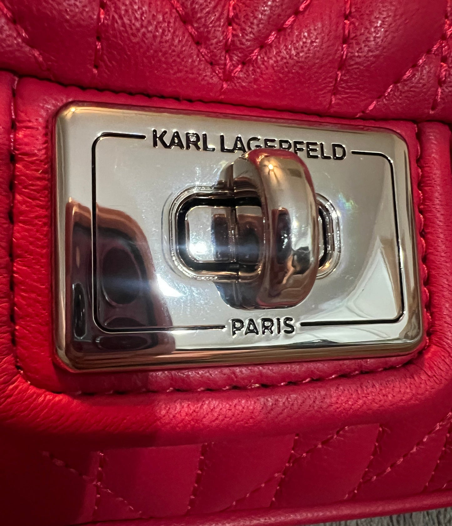 Karl Lagerfeld Pink Quilted Leather Flap w Charms