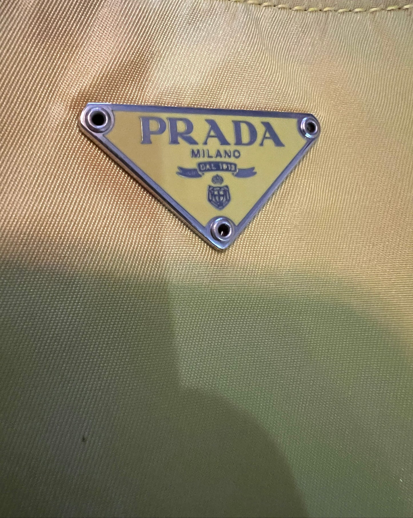 Prada Yellow Nylon and Leather Bucket Bag