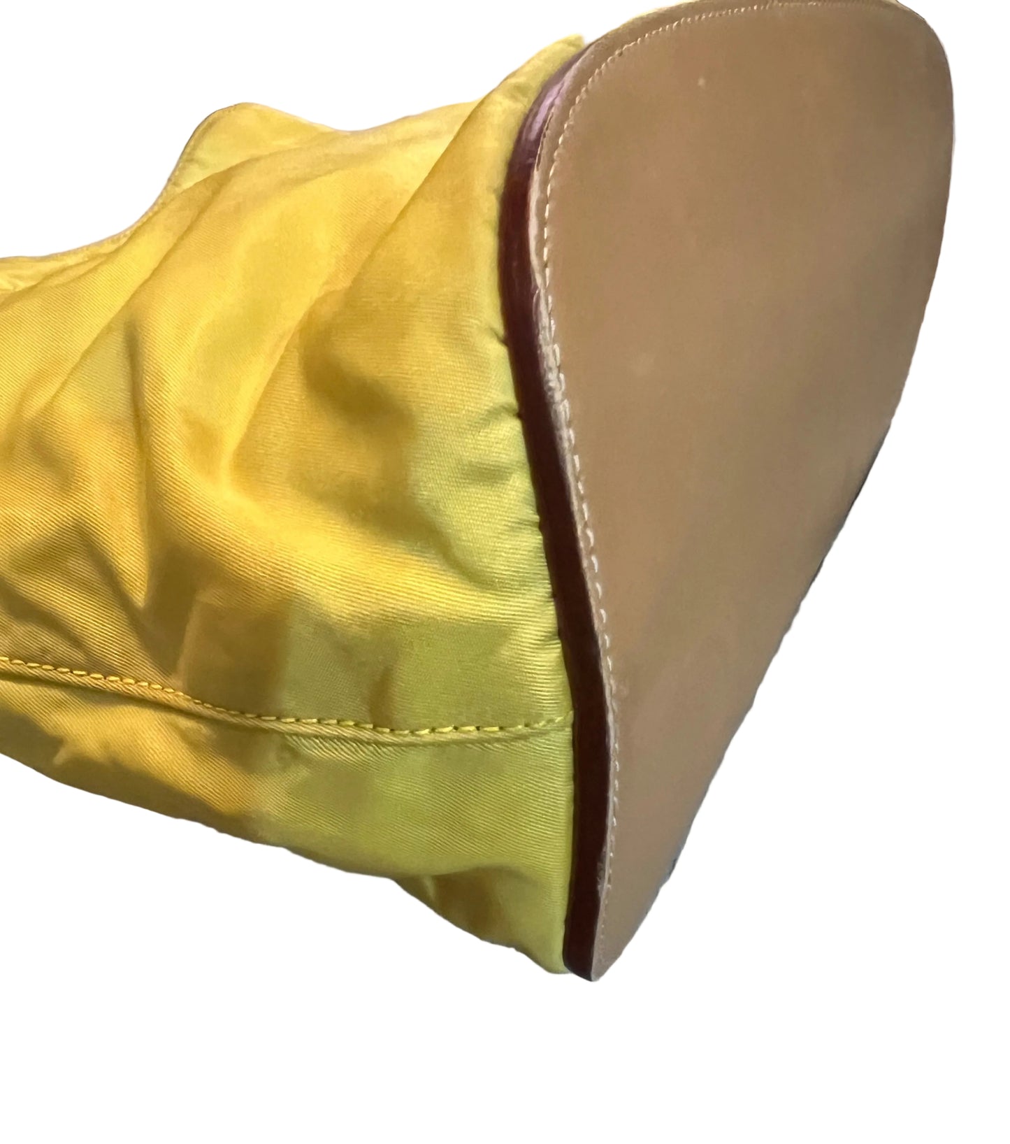 Prada Yellow Nylon and Leather Bucket Bag