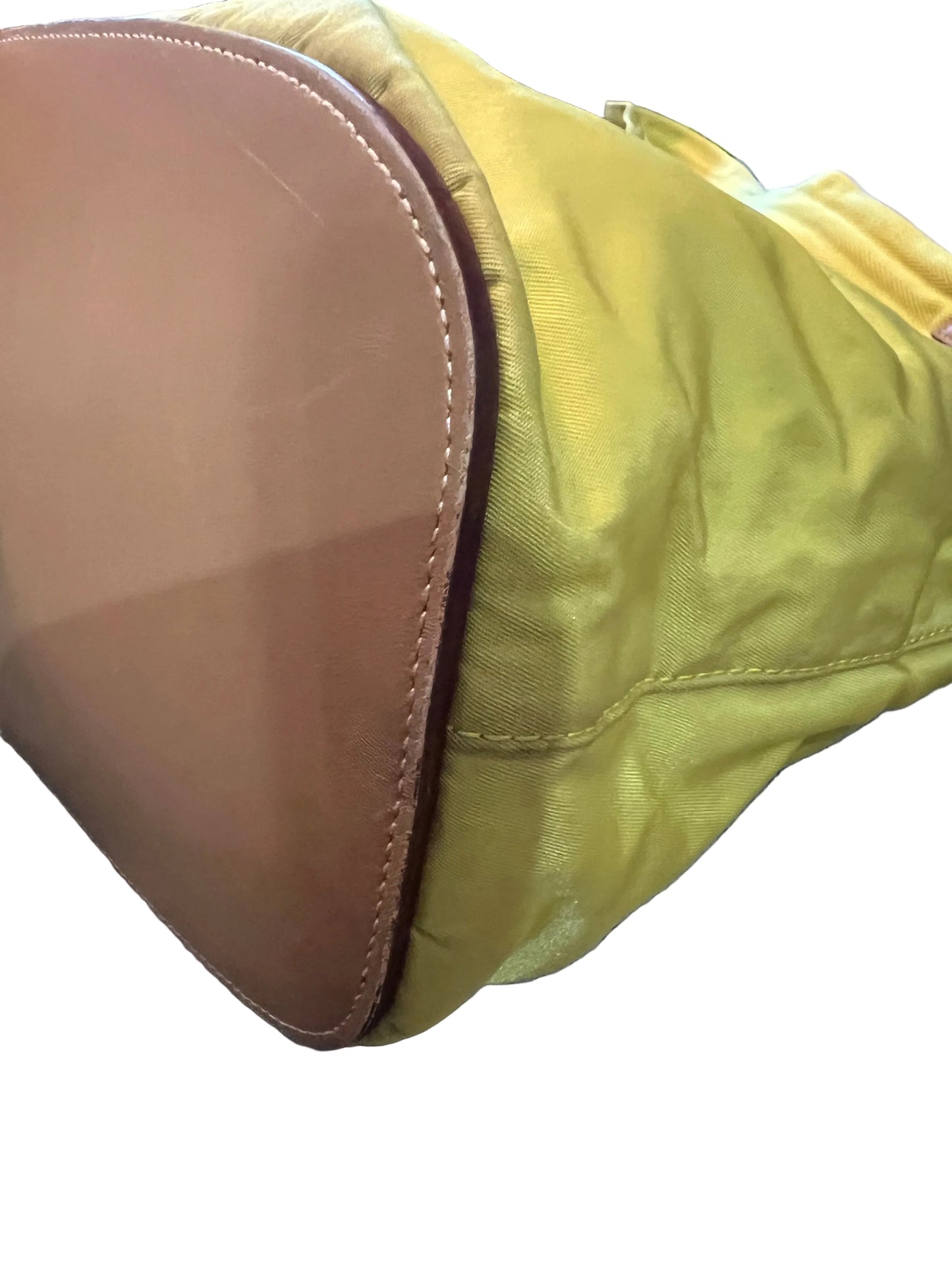 Prada Yellow Nylon and Leather Bucket Bag