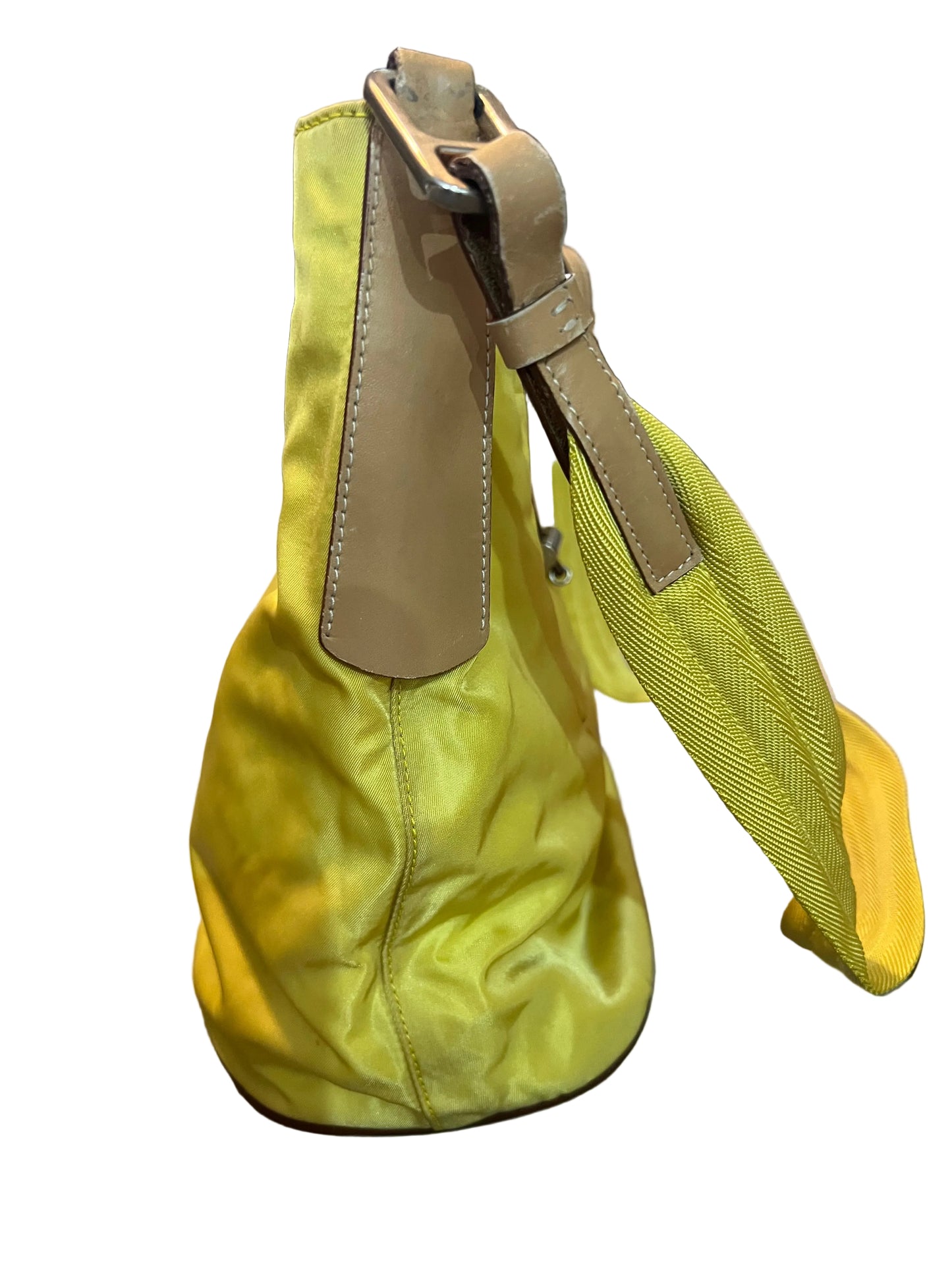 Prada Yellow Nylon and Leather Bucket Bag