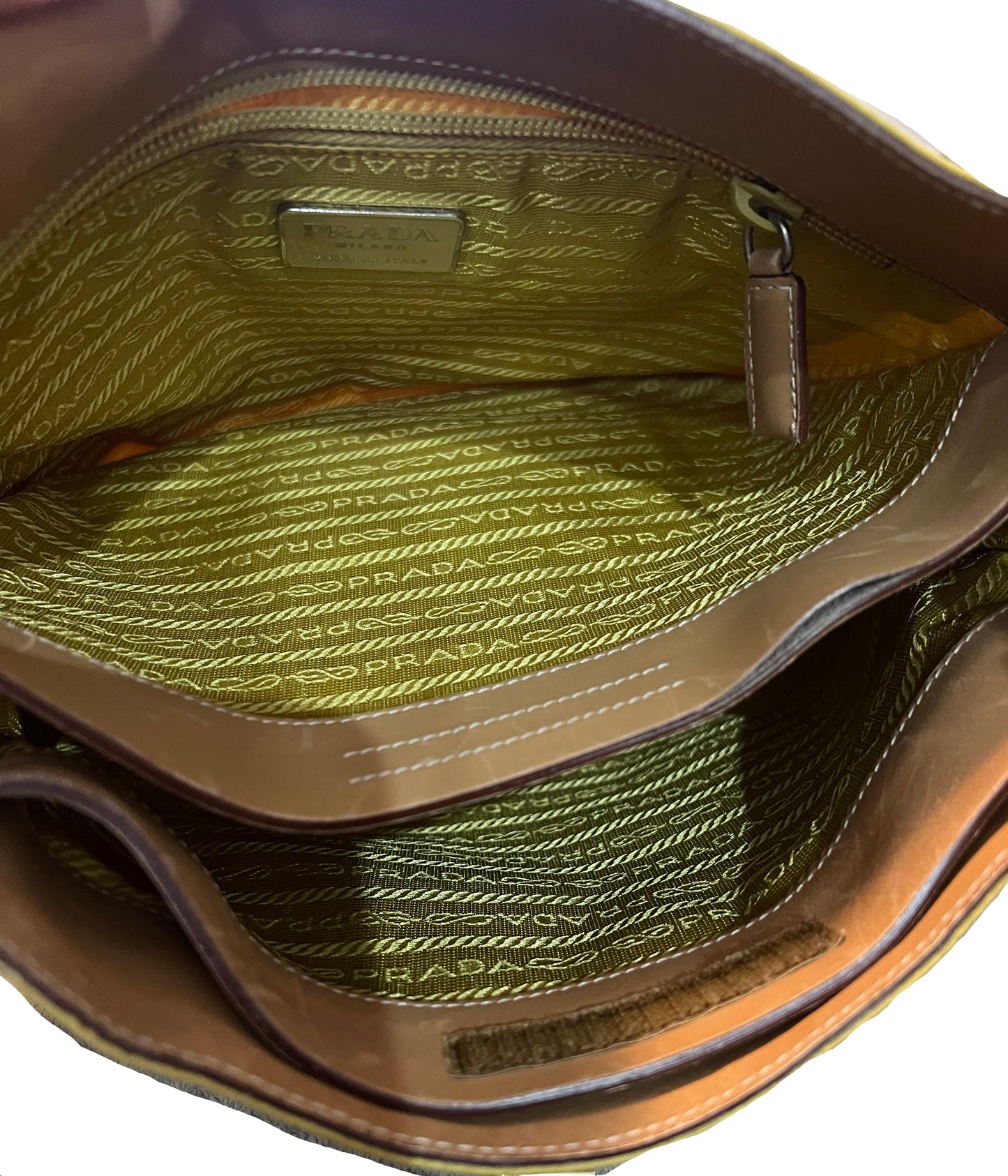 Prada Yellow Nylon and Leather Bucket Bag