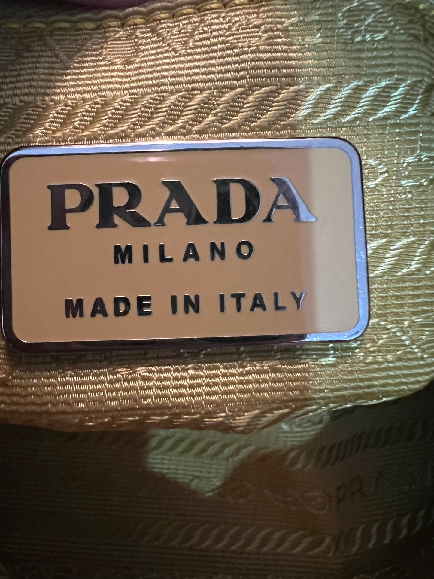 Prada Yellow Nylon and Leather Bucket Bag