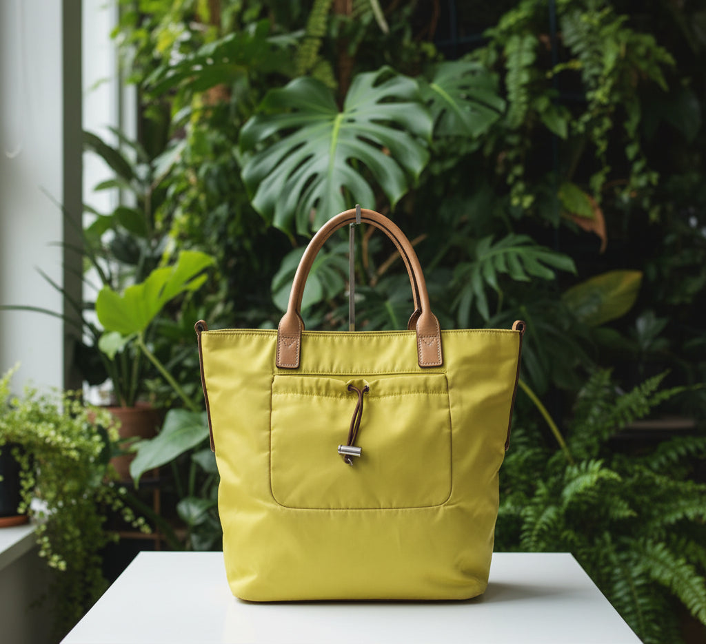 Prada Yellow Nylon and Leather Bucket Bag