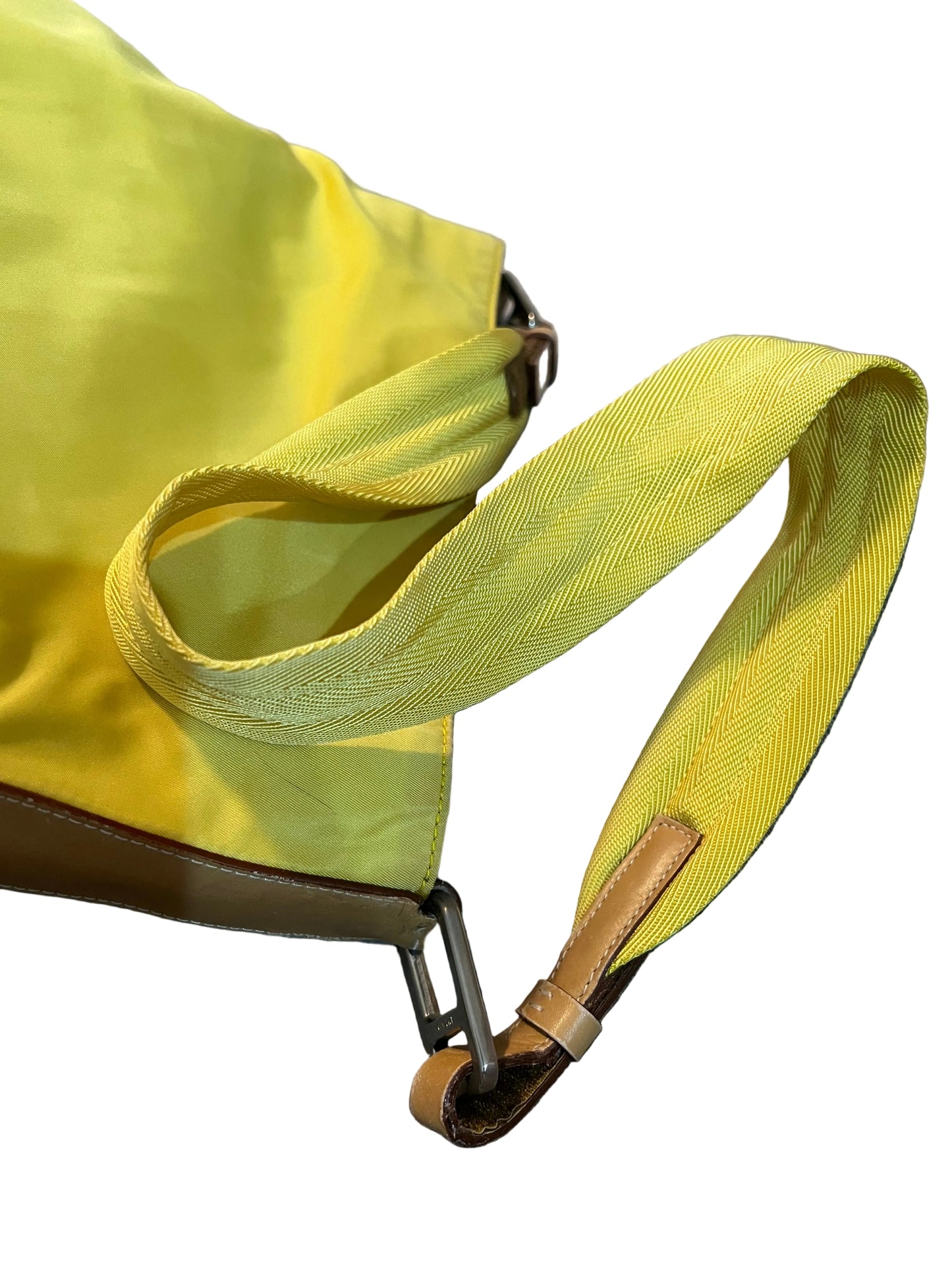 Prada Yellow Nylon and Leather Bucket Bag