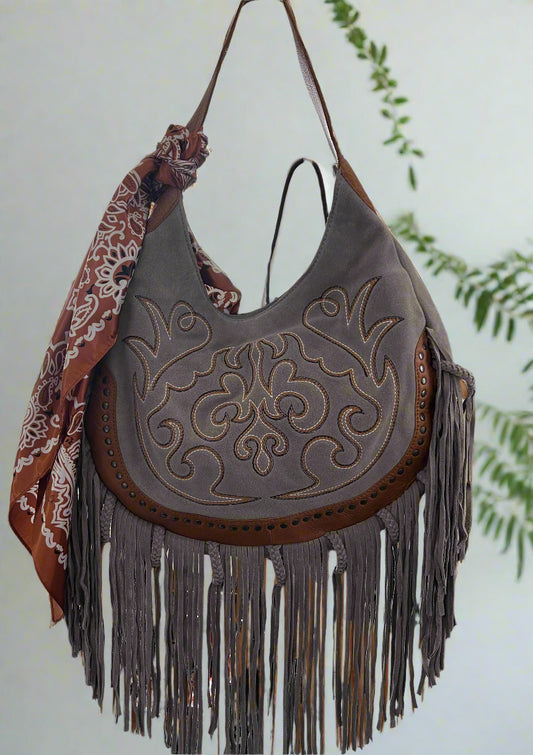 Myra Sage Whisper Fringe Hobo  - Pearl White