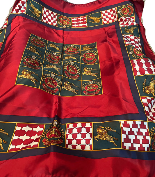 Burberrys Red and Gold Horse Scarf