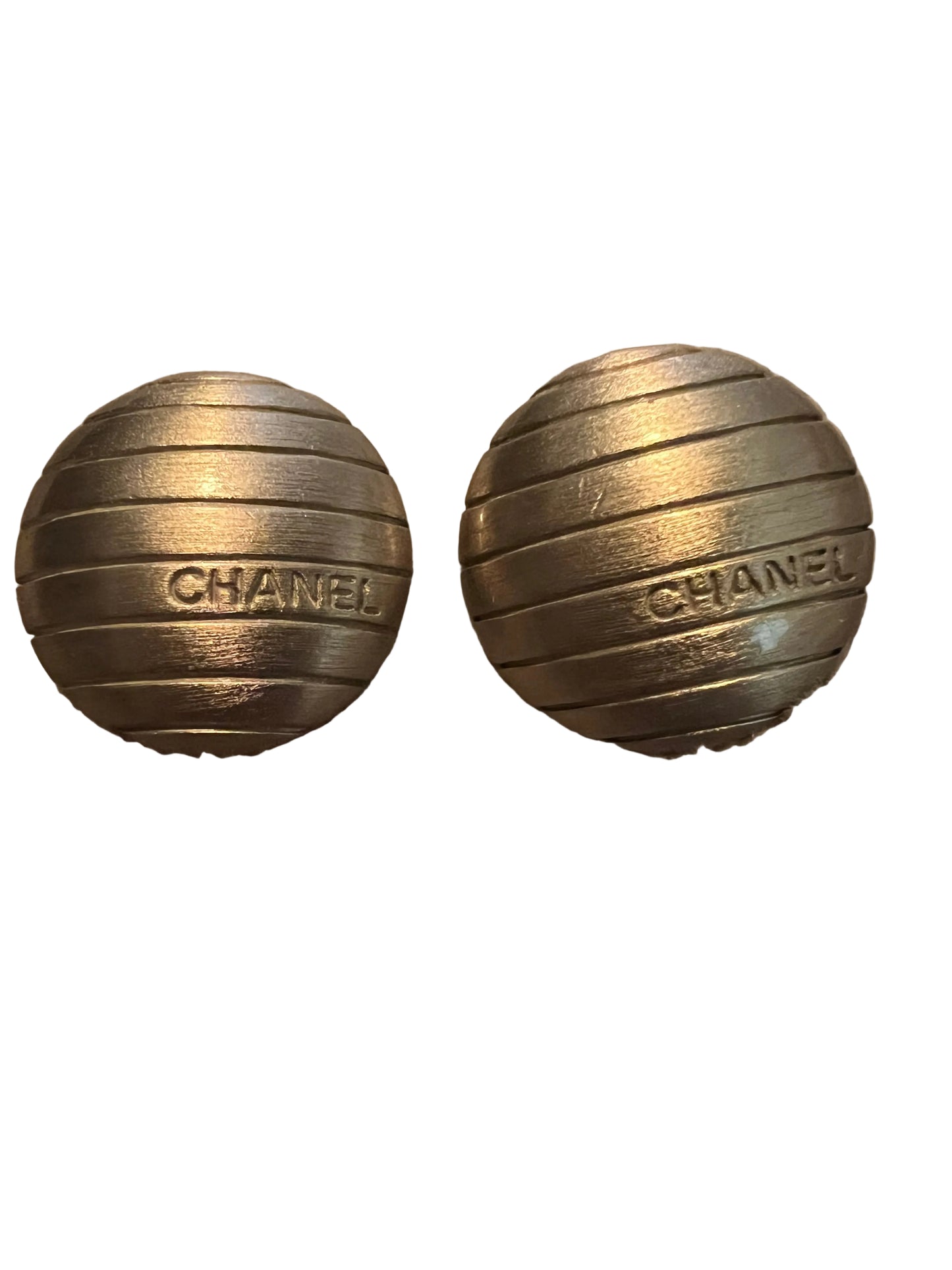 Chanel Silver Toned Dome Stud Earrings