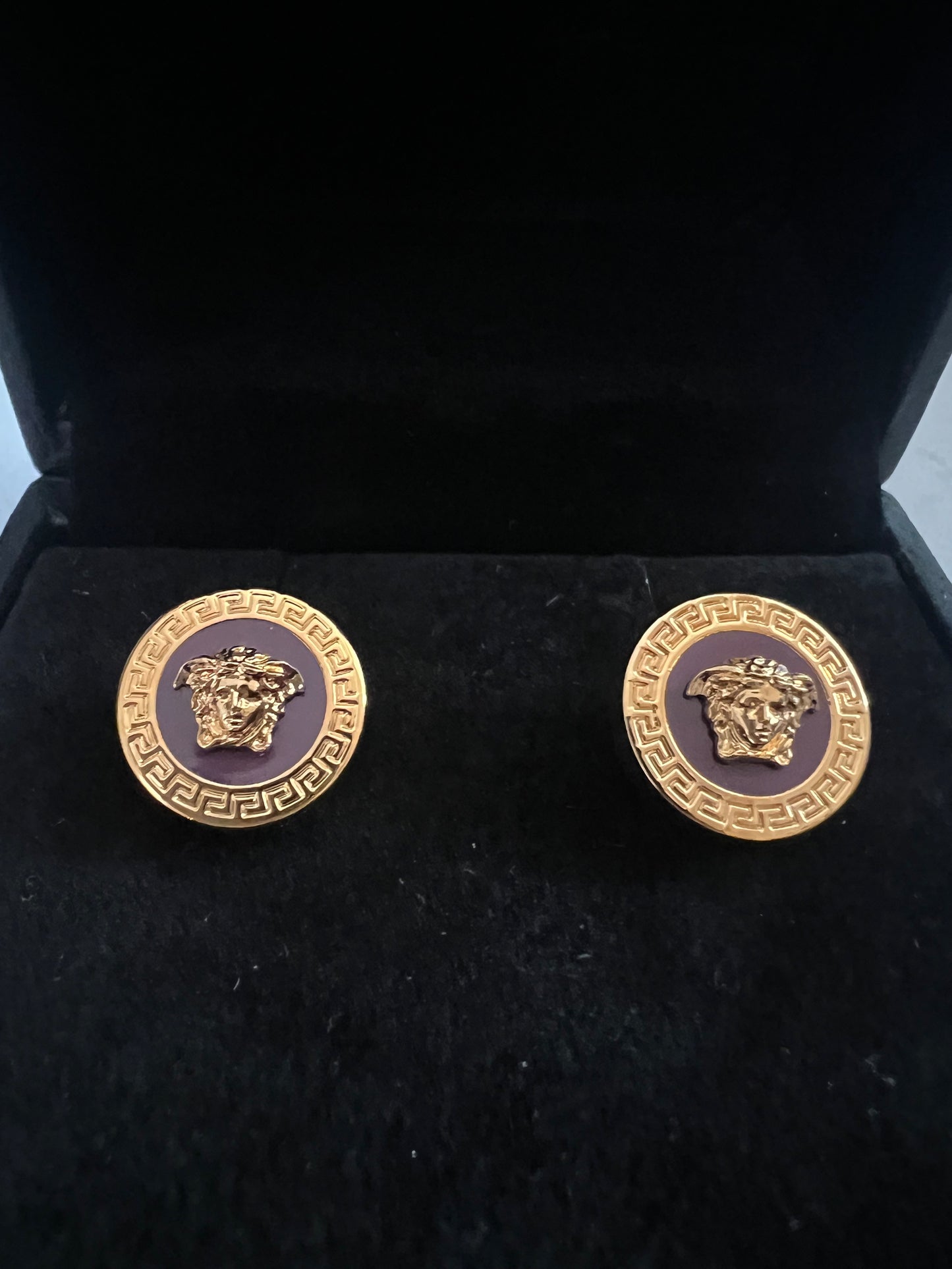 Versace Medusa Gold and Purple Studs