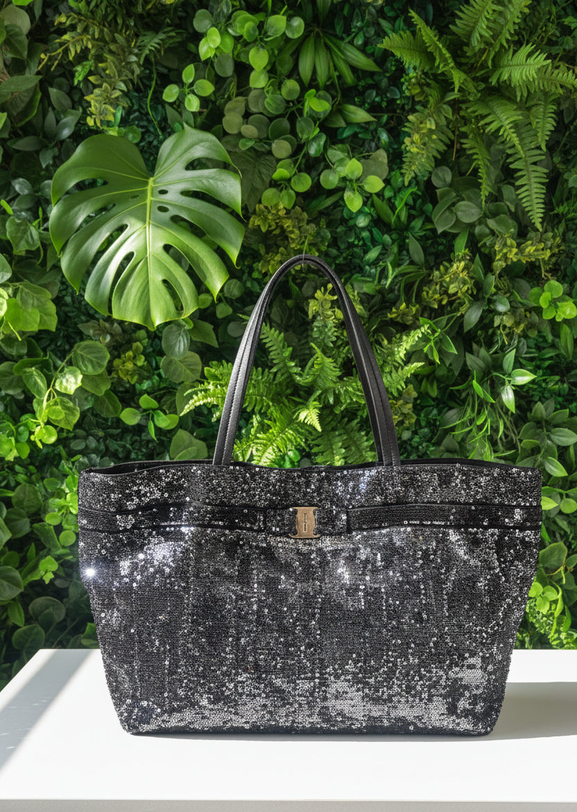 Ferragamo Sequin & Nylon Tote