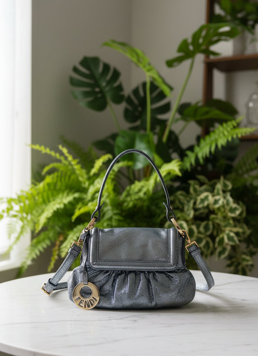 Fendi Metallic Silver Mini Chef Bag