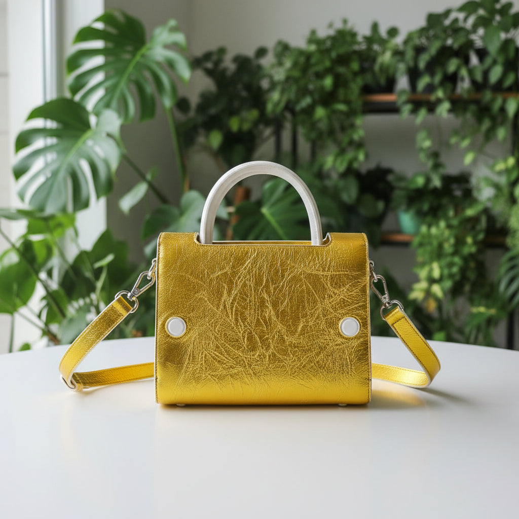 Dior Diorever Metallic Gold and White Leather Flap Bag