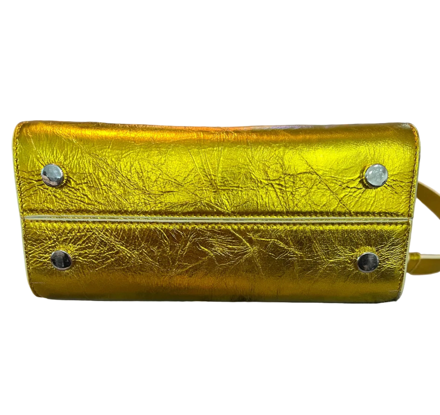 Dior Diorever Metallic Gold and White Leather Flap Bag