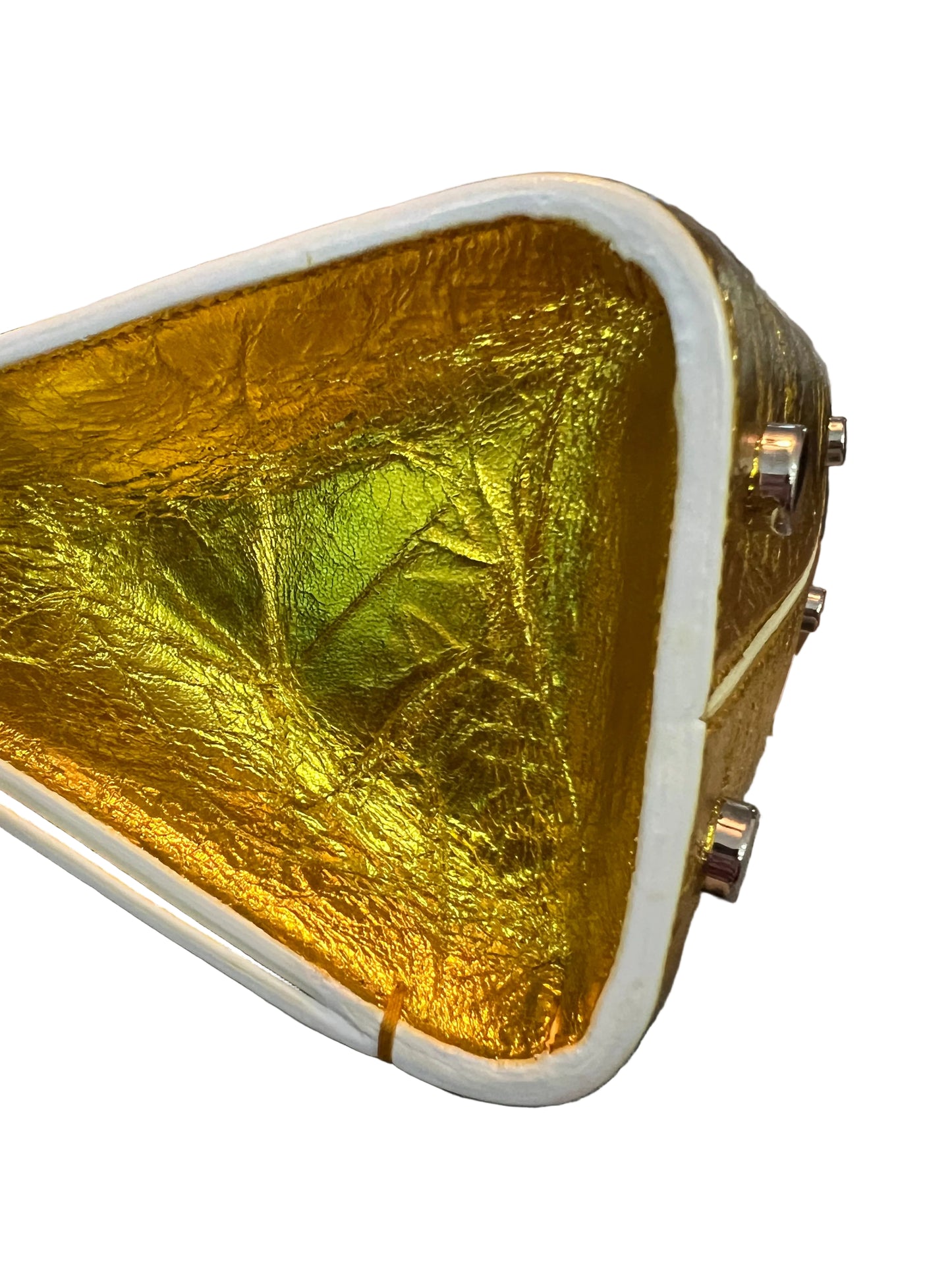 Dior Diorever Metallic Gold and White Leather Flap Bag