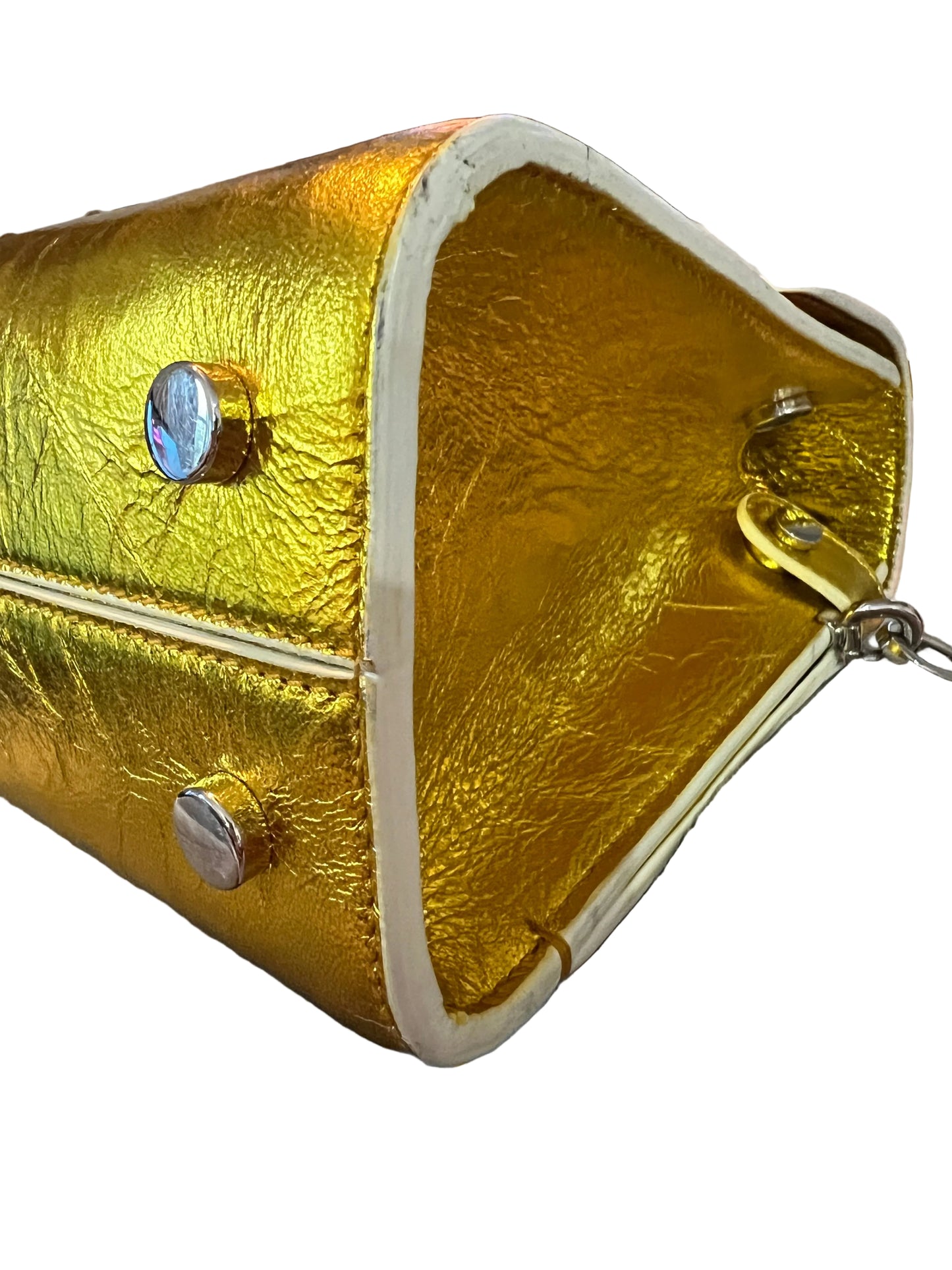 Dior Diorever Metallic Gold and White Leather Flap Bag