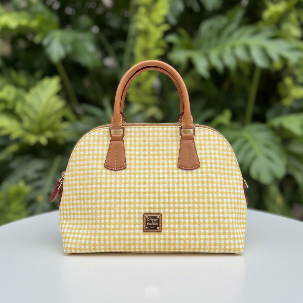 Dooney & Bourke Yellow Gingham Dome Satchel