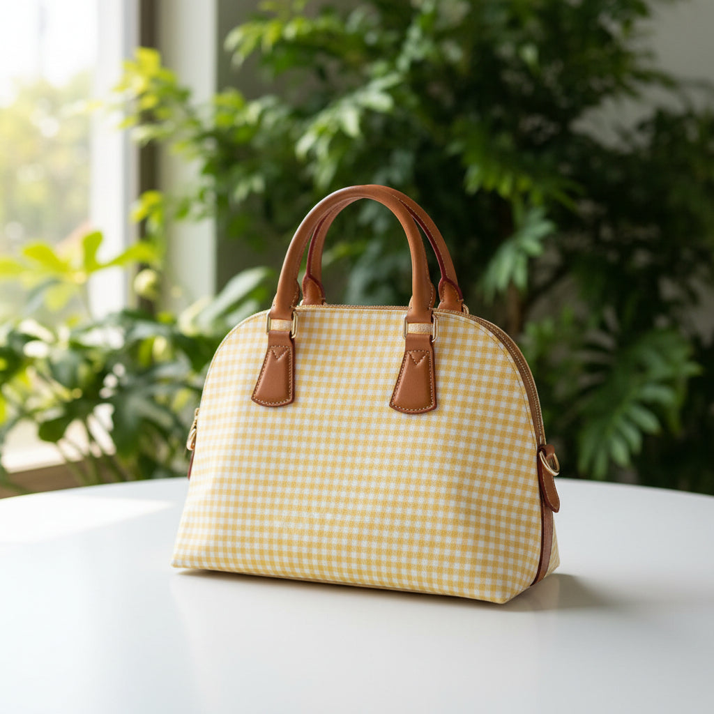 Dooney & Bourke Yellow Gingham Dome Satchel