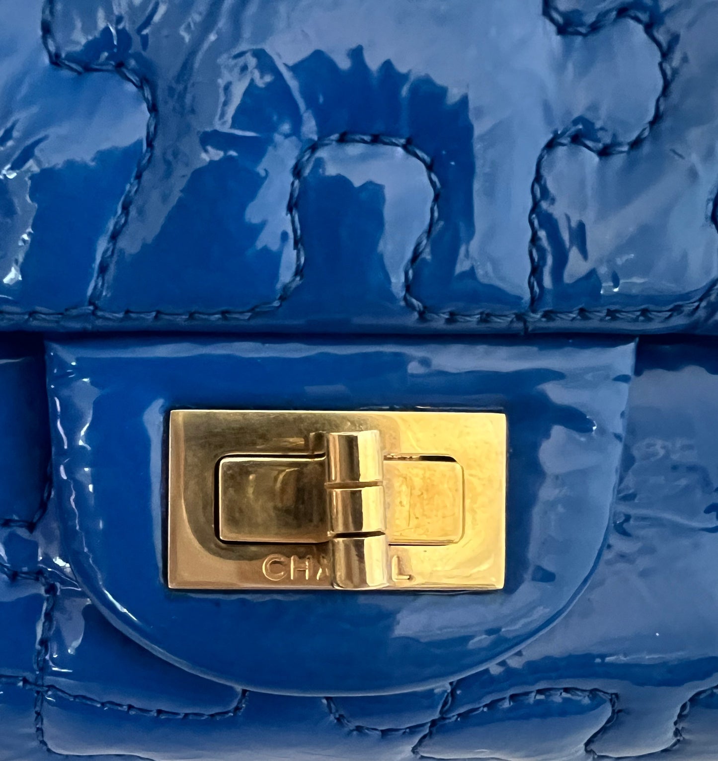 Chanel Limited Karl Lagerfeld Patent Blue Puzzle Flap