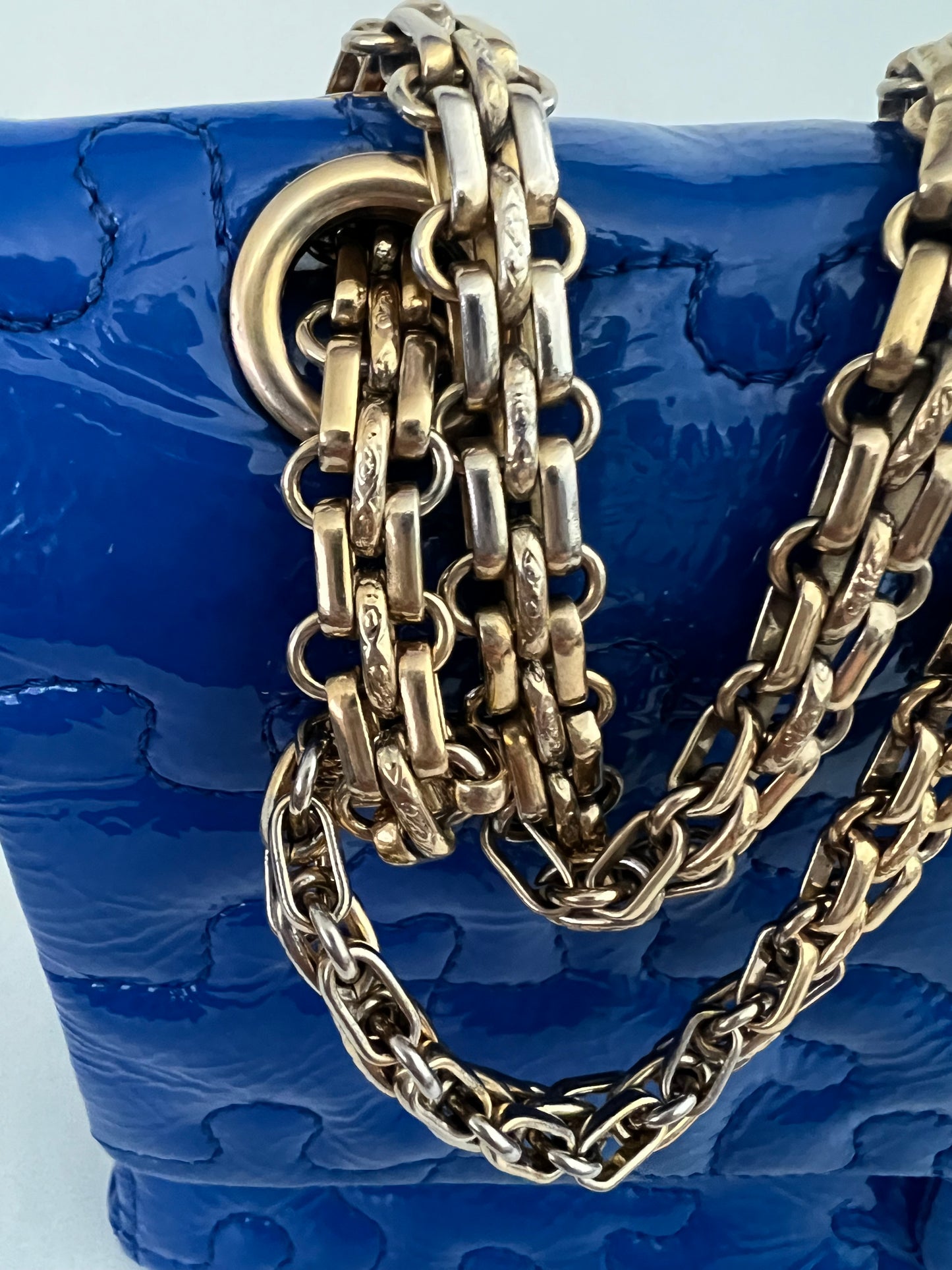 Chanel Limited Karl Lagerfeld Patent Blue Puzzle Flap