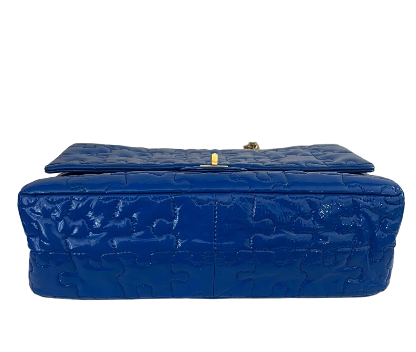 Chanel Limited Karl Lagerfeld Patent Blue Puzzle Flap