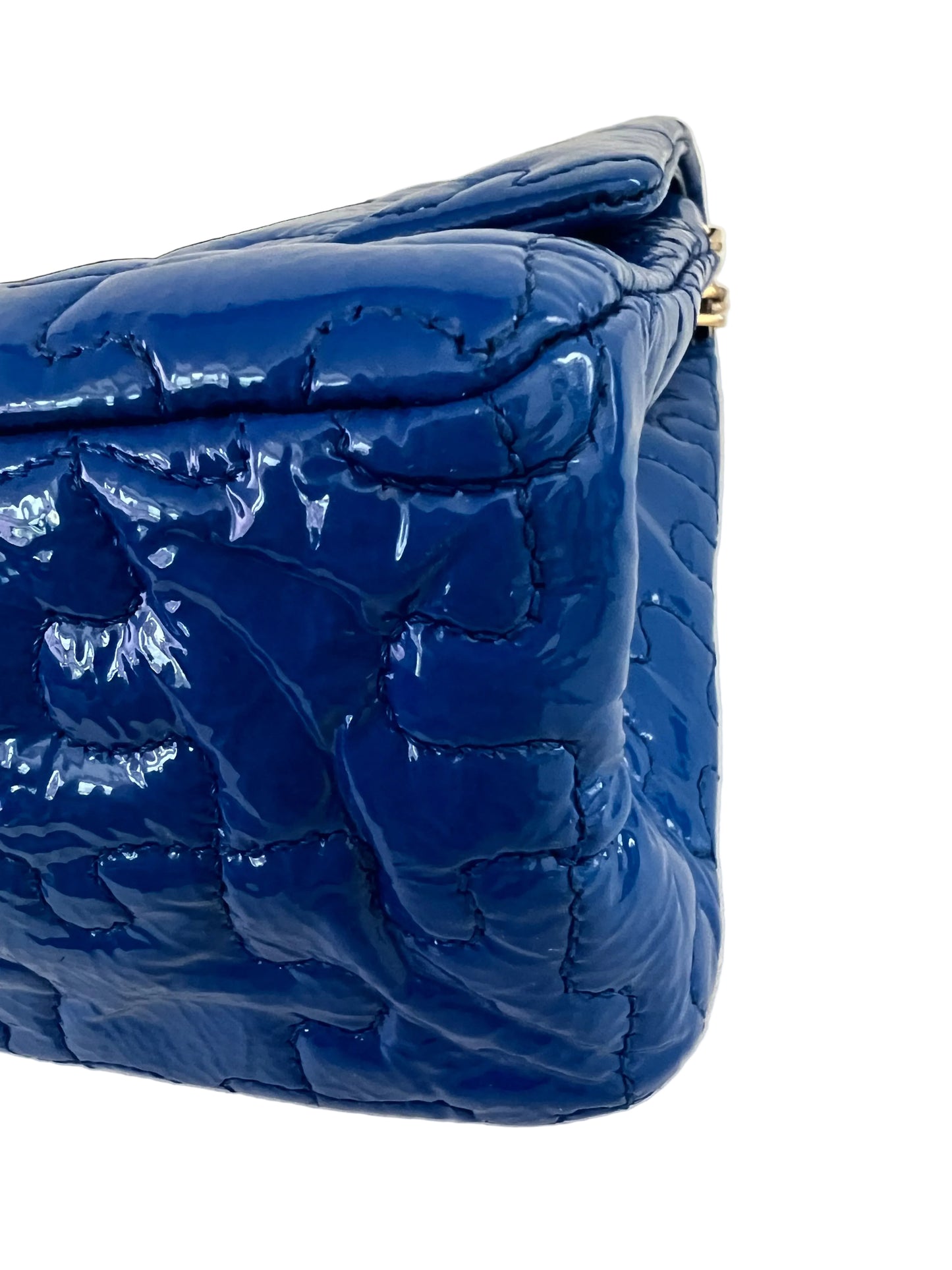 Chanel Limited Karl Lagerfeld Patent Blue Puzzle Flap