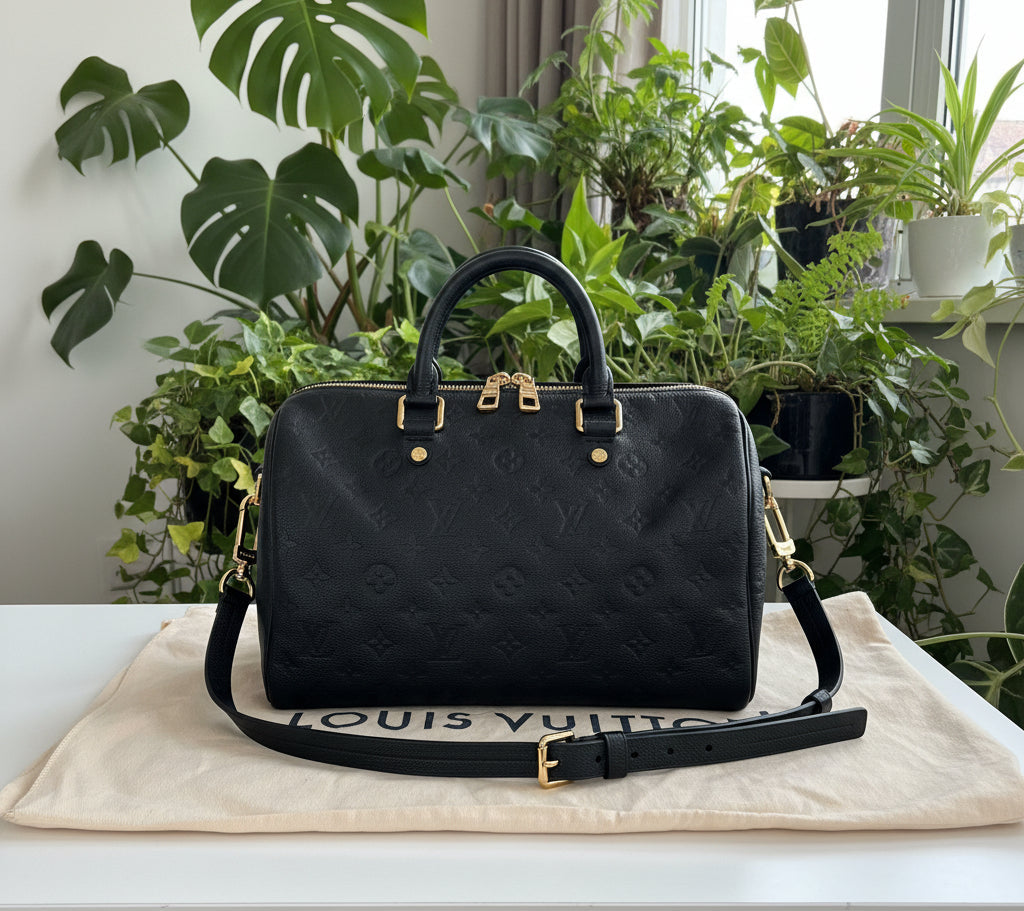Louis Vuitton Black Empriente Leather Speedy Bando 30