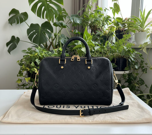 Louis Vuitton Black Empriente Leather Speedy Bando 30