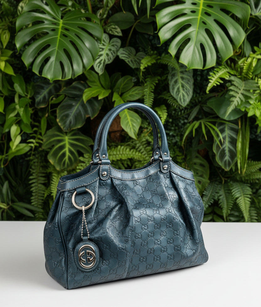 Gucci Leather Guccissima Sukey Slate Blue