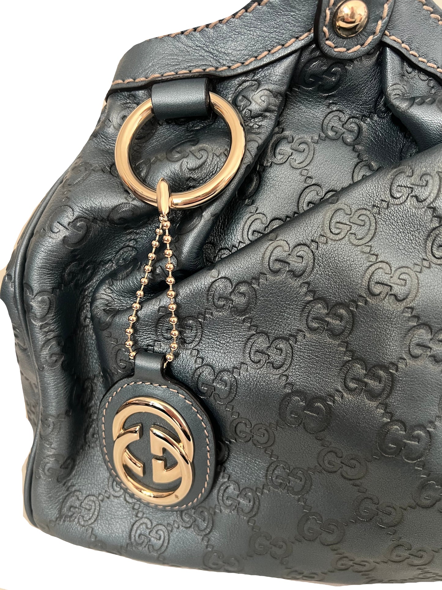 Gucci Leather Guccissima Sukey Slate Blue