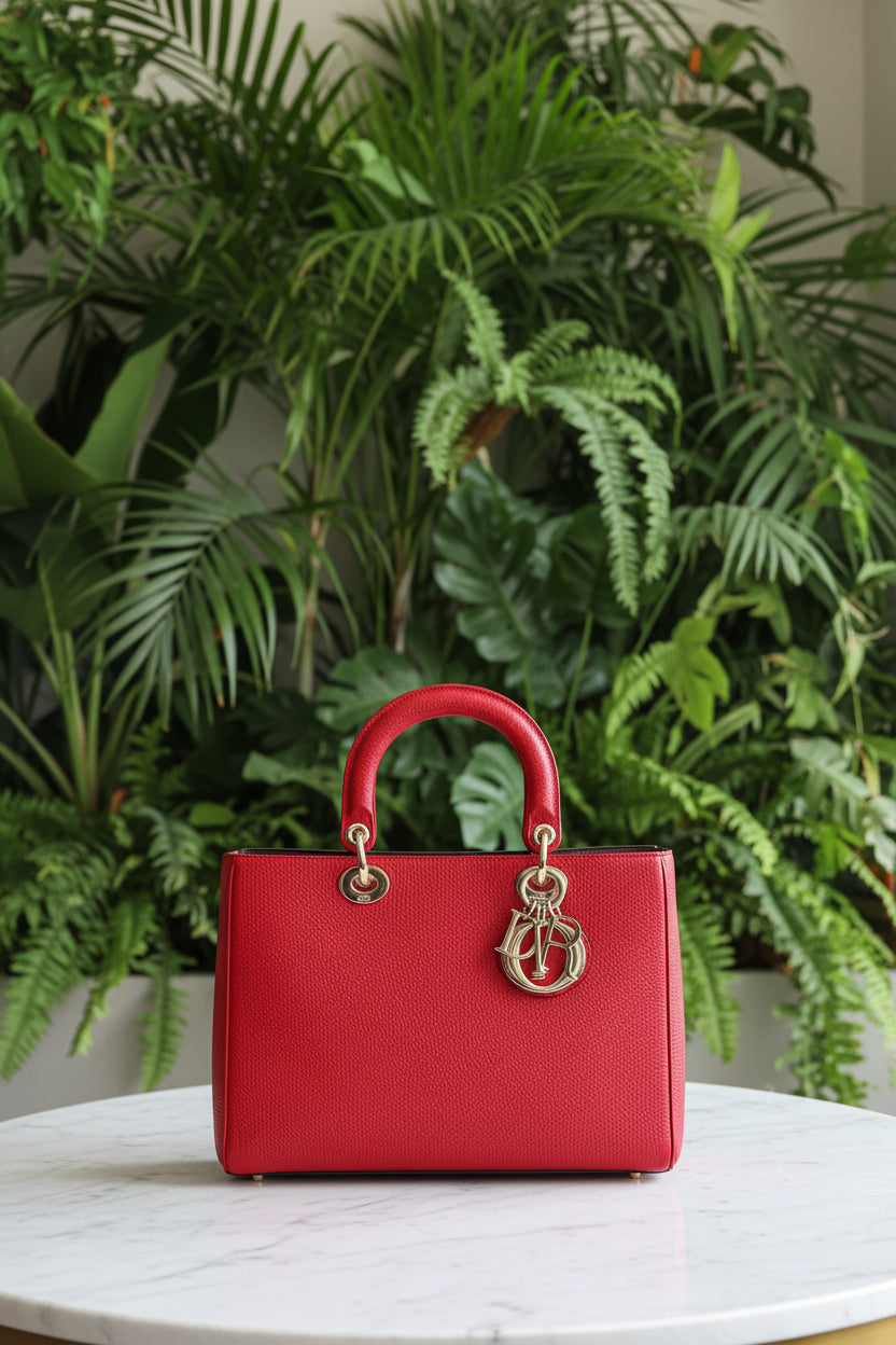 Dior Red Leather Diorissimo Medium